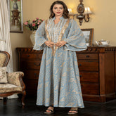 فستان سهرة إسلامي للنساء ، فستان سهرة ، عربي ، دبي ، مطرز ، مطرز ، مطرز ، شرق أوسطي ، أكمام طويلة ، عباية